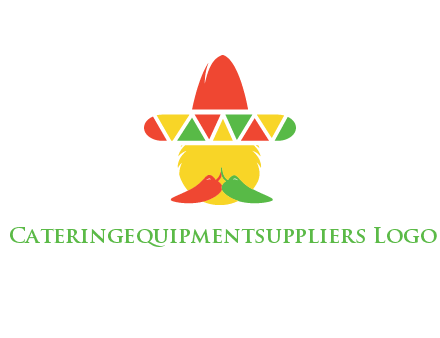 polygonal Mexican hat with chilies as moustache 