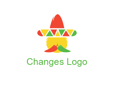 polygonal Mexican hat with chilies as moustache 