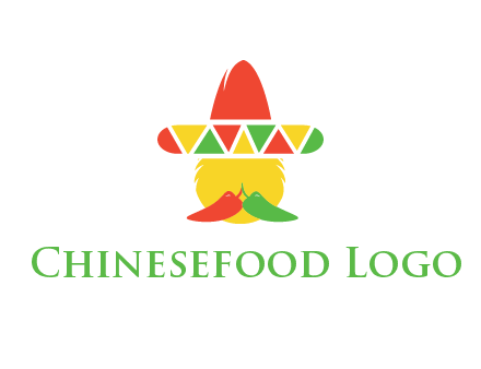 polygonal Mexican hat with chilies as moustache 