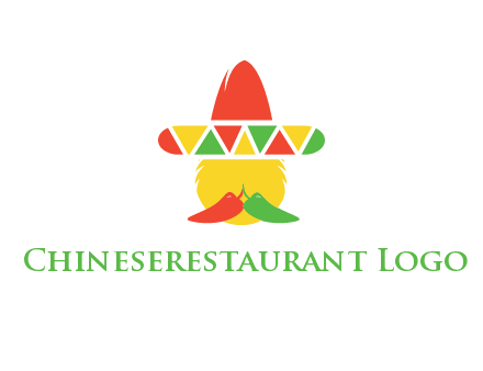 polygonal Mexican hat with chilies as moustache 