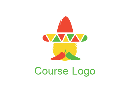 polygonal Mexican hat with chilies as moustache 