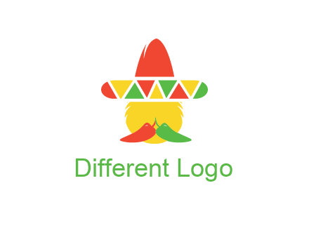 polygonal Mexican hat with chilies as moustache 