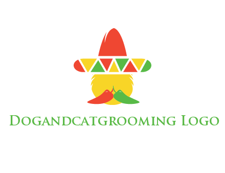 polygonal Mexican hat with chilies as moustache 