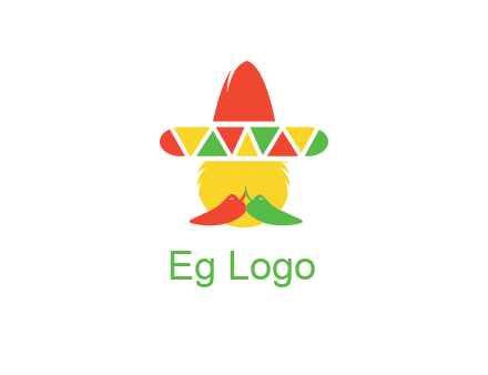 polygonal Mexican hat with chilies as moustache 