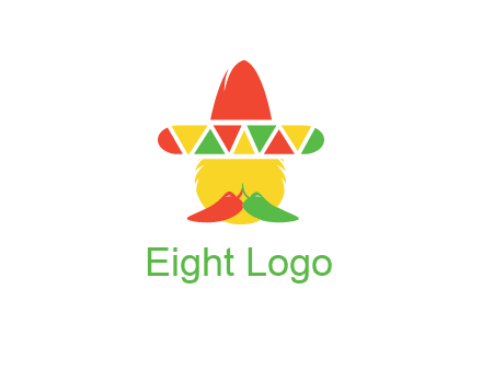 polygonal Mexican hat with chilies as moustache 