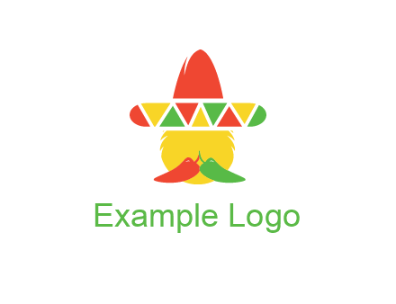 polygonal Mexican hat with chilies as moustache 