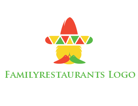 polygonal Mexican hat with chilies as moustache 