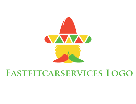 polygonal Mexican hat with chilies as moustache 