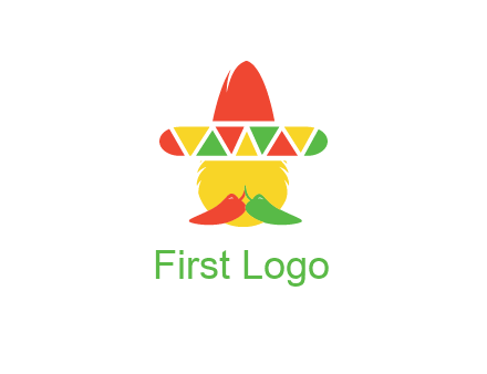 polygonal Mexican hat with chilies as moustache 