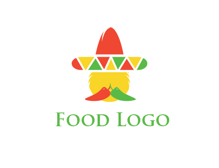 polygonal Mexican hat with chilies as moustache 