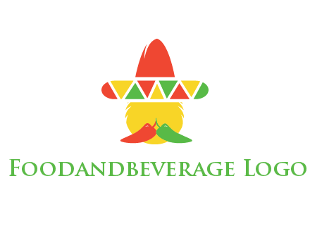 polygonal Mexican hat with chilies as moustache 