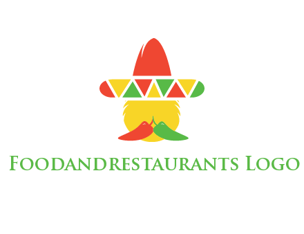 polygonal Mexican hat with chilies as moustache 