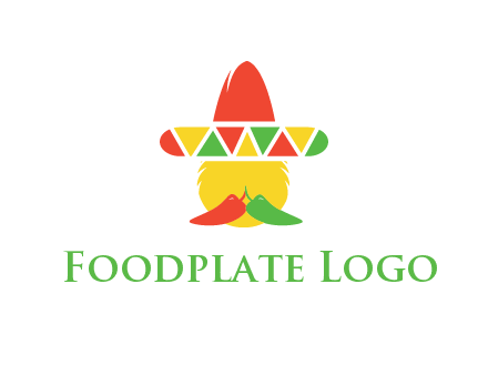 polygonal Mexican hat with chilies as moustache 