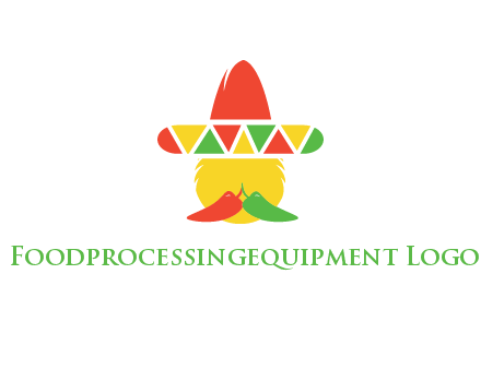 polygonal Mexican hat with chilies as moustache 