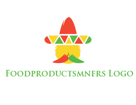 polygonal Mexican hat with chilies as moustache 