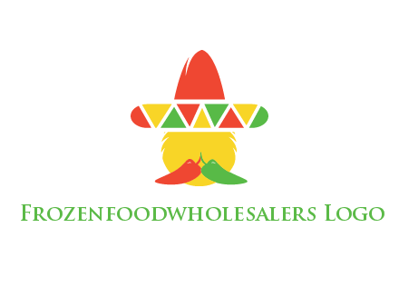 polygonal Mexican hat with chilies as moustache 