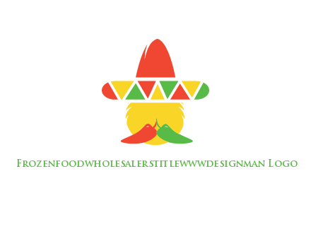 polygonal Mexican hat with chilies as moustache 