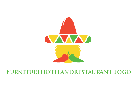 polygonal Mexican hat with chilies as moustache 