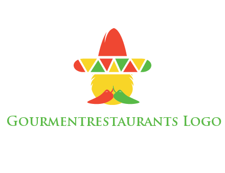 polygonal Mexican hat with chilies as moustache 