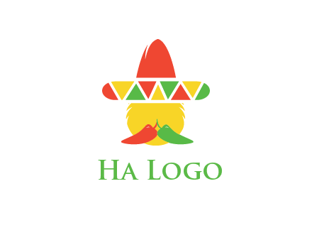polygonal Mexican hat with chilies as moustache 