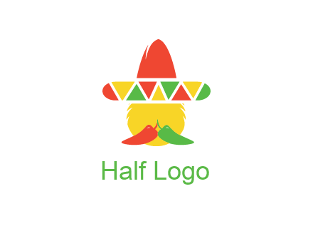 polygonal Mexican hat with chilies as moustache 
