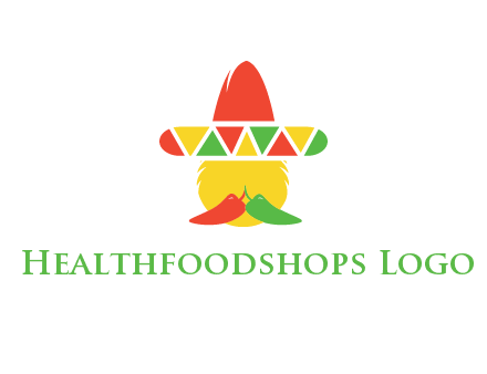 polygonal Mexican hat with chilies as moustache 