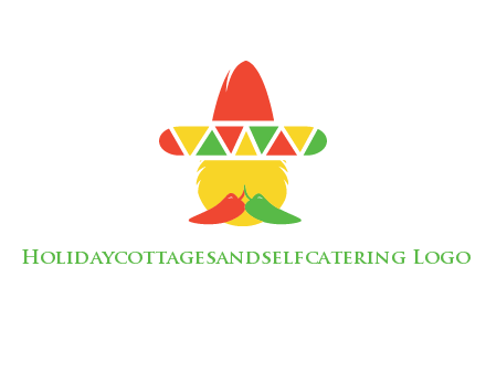 polygonal Mexican hat with chilies as moustache 