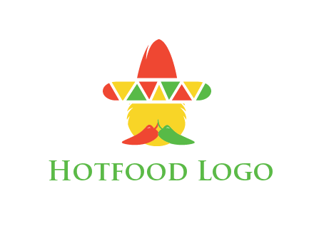 polygonal Mexican hat with chilies as moustache 