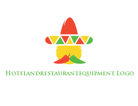 polygonal Mexican hat with chilies as moustache 