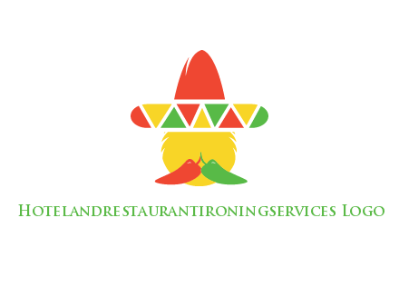 polygonal Mexican hat with chilies as moustache 