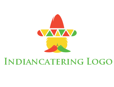 polygonal Mexican hat with chilies as moustache 