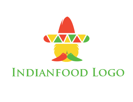 polygonal Mexican hat with chilies as moustache 