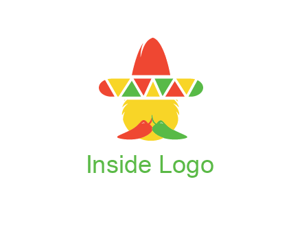 polygonal Mexican hat with chilies as moustache 