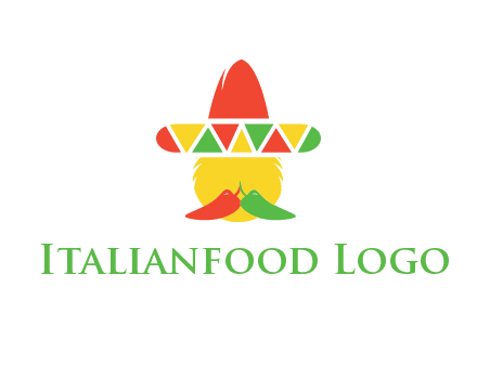 polygonal Mexican hat with chilies as moustache 