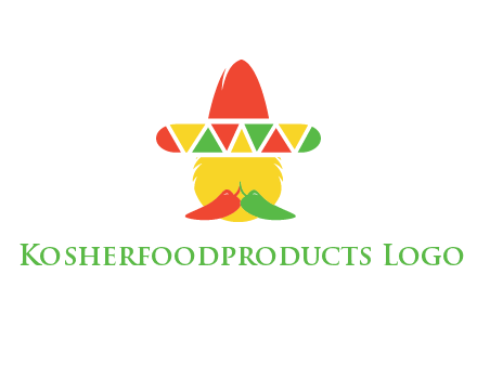 polygonal Mexican hat with chilies as moustache 