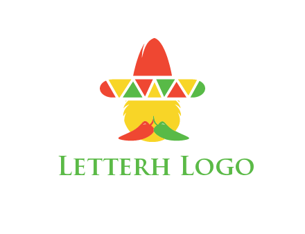 polygonal Mexican hat with chilies as moustache 