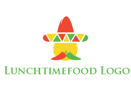 polygonal Mexican hat with chilies as moustache 