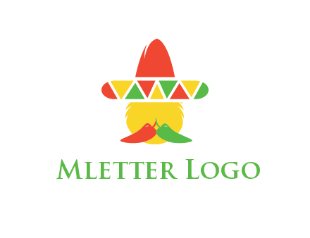 polygonal Mexican hat with chilies as moustache 