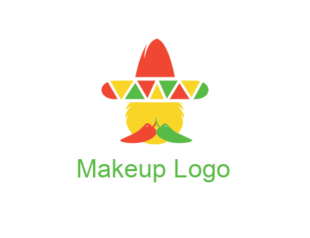 polygonal Mexican hat with chilies as moustache 