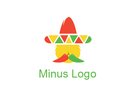 polygonal Mexican hat with chilies as moustache 