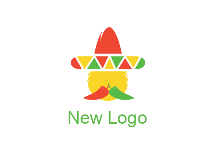 polygonal Mexican hat with chilies as moustache 