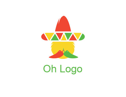 polygonal Mexican hat with chilies as moustache 