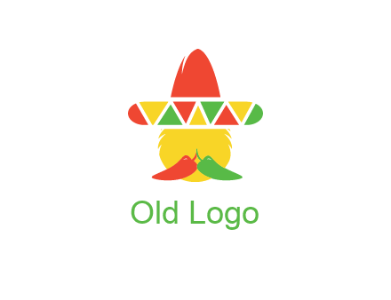 polygonal Mexican hat with chilies as moustache 