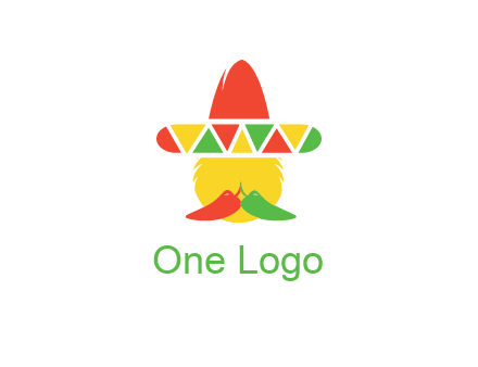 polygonal Mexican hat with chilies as moustache 