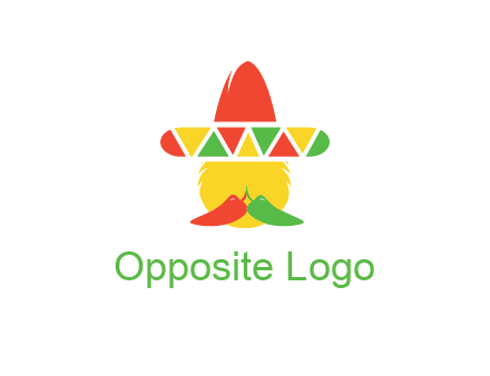 polygonal Mexican hat with chilies as moustache 