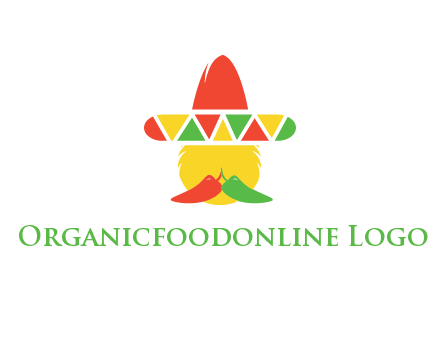 polygonal Mexican hat with chilies as moustache 