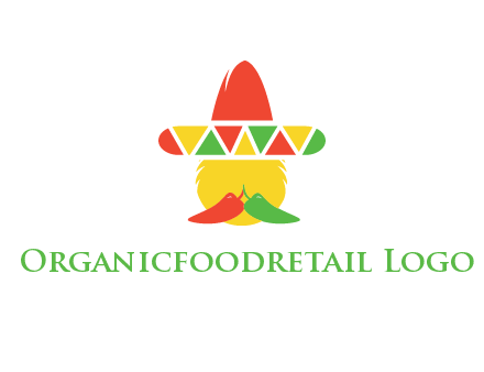 polygonal Mexican hat with chilies as moustache 