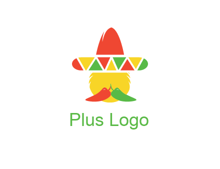 polygonal Mexican hat with chilies as moustache 