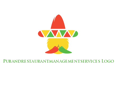 polygonal Mexican hat with chilies as moustache 