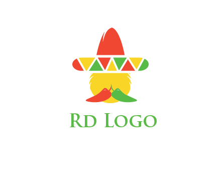 polygonal Mexican hat with chilies as moustache 